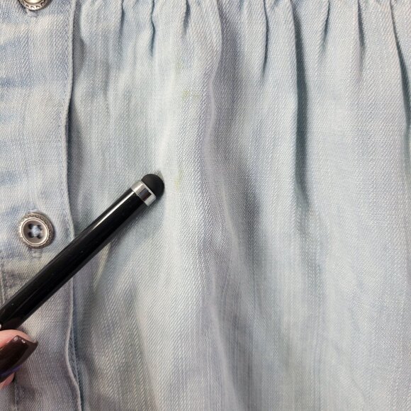 Ott Women’s Chambray Shirt Dress M Blue Tencel Long Sleeve Button Front Casual‎ - Picture 7 of 12